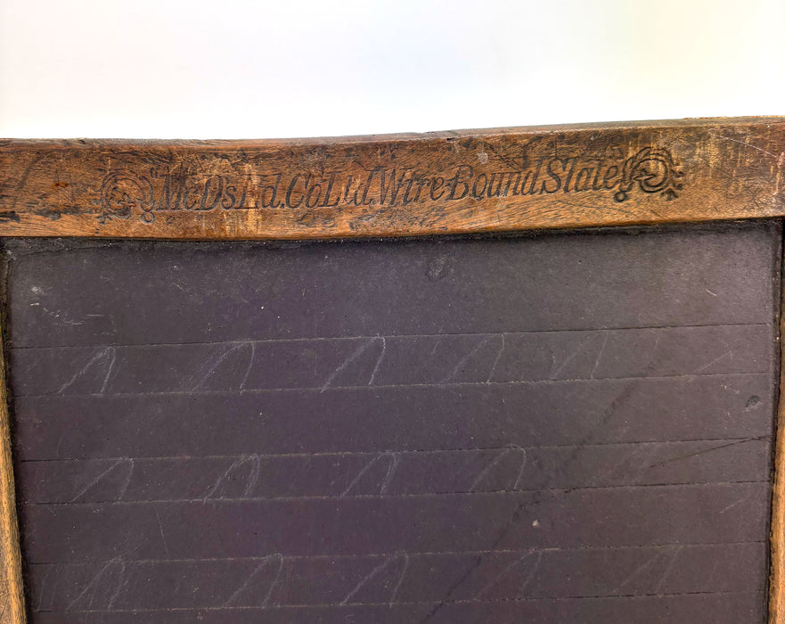 Antique Victorian School Chalk Board Slate, Mc.D's Ed Co Ltd Wire Bound Slate