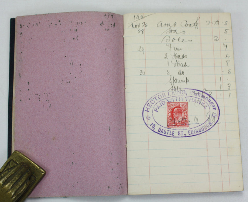 An unusual collection of 6 Vintage Household Provisions accounts books, Edinburgh, 1852-1911