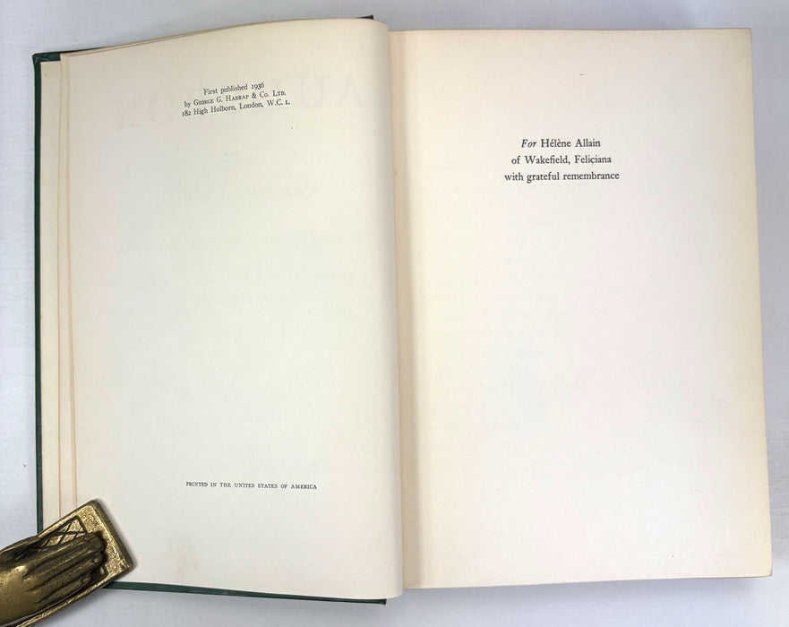 Audubon by Constance Rourke, With 12 colored plates from original Audubon prints, 1936 first edition