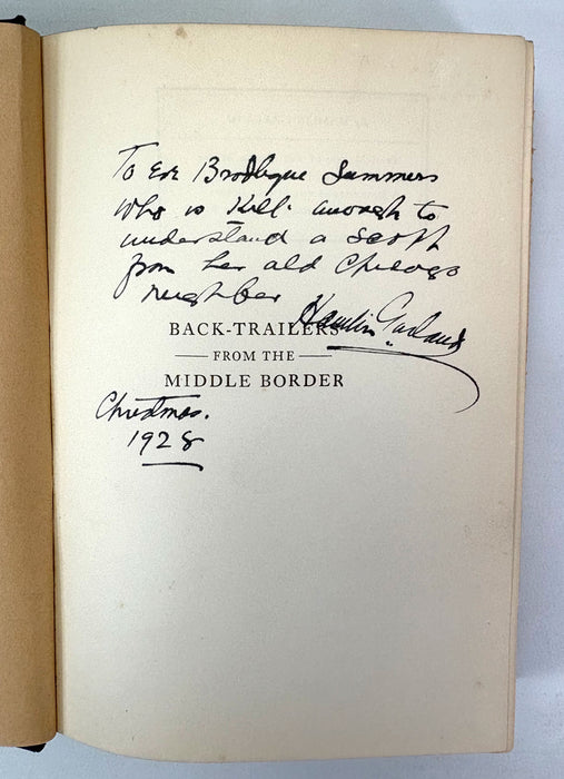 Back-Trailers from the Middle Border, Hamlin Garland, Inscribed first edition, 1928