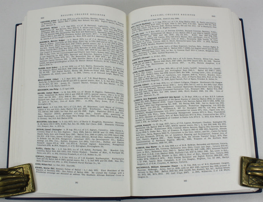 Balliol College Register, 1930-1980, Fifth edition, John Jones & Sally Viney, Private Circulation, Oxford, 1983