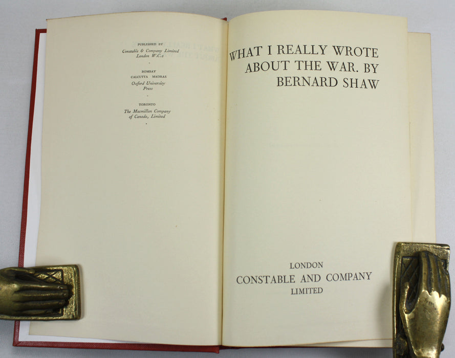 Bernard Shaw; A Collection of 3 Uniformly Rebound Works, 1931-32; Cashel Byron's Profession, Man and Superman, What I Really Wrote About the War