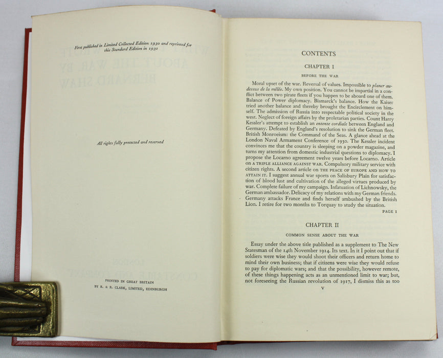 Bernard Shaw; A Collection of 3 Uniformly Rebound Works, 1931-32; Cashel Byron's Profession, Man and Superman, What I Really Wrote About the War