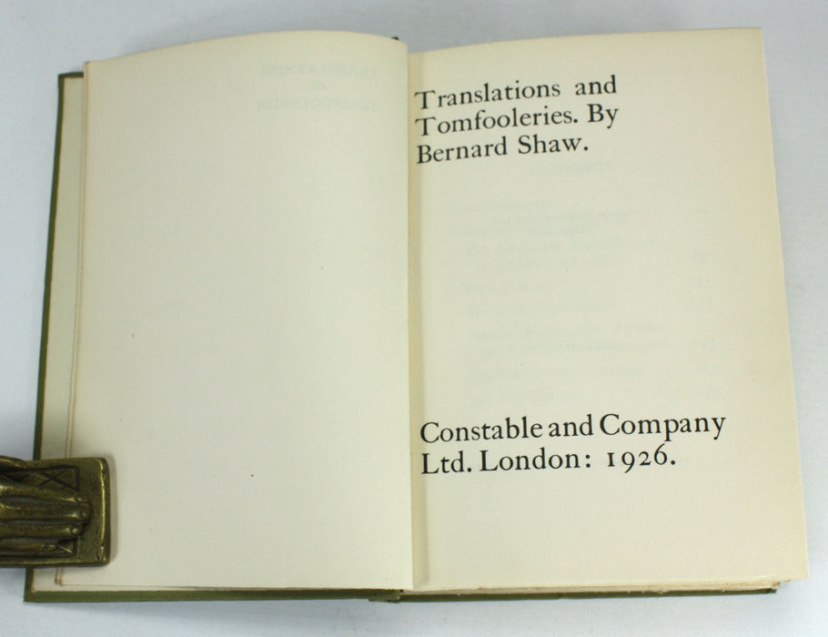 Bernard Shaw; Translations and Tomfooleries, 1926, 1st