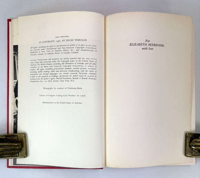 Big Fish, Little Fish, by Hugh Wheeler. 1961 first edition. From the library of Theatre Director, Alan Strachan.