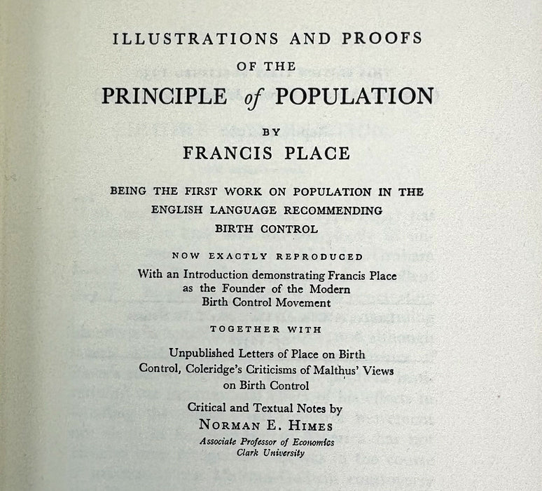 Birth Control; Illustrations and Proofs of the Principle of Population, Francis Place, Allen and Unwin, 1967