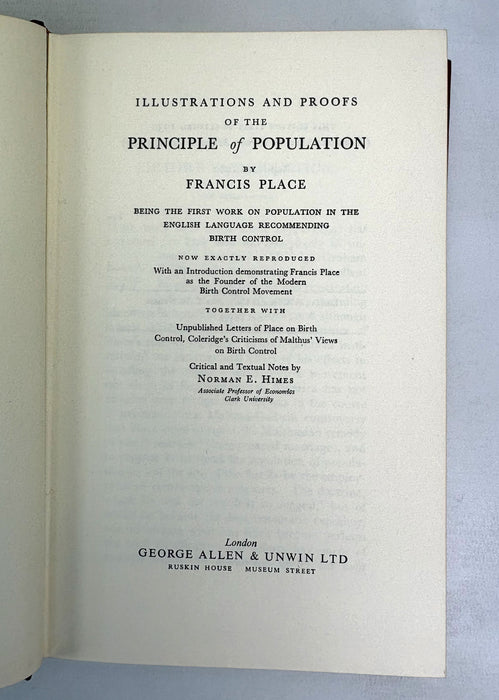 Birth Control; Illustrations and Proofs of the Principle of Population, Francis Place, Allen and Unwin, 1967