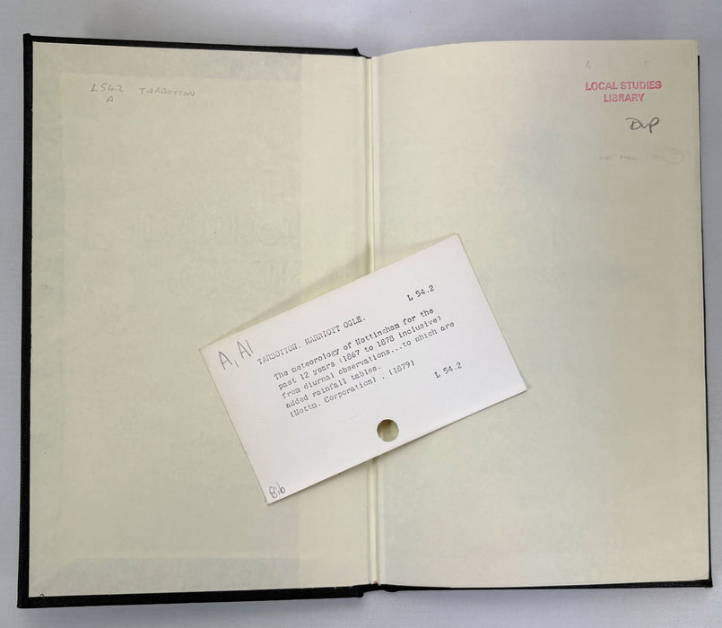 Borough of Nottingham; The Meteorology of Nottingham for the Past 12 Years, 1867-1878, M. Ogle Tarbotton