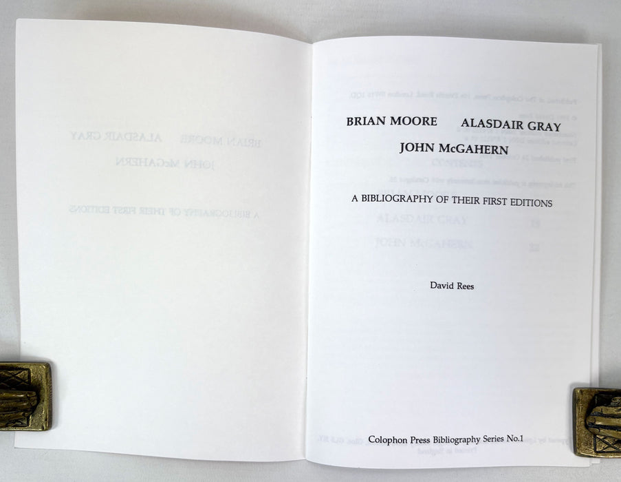 Brian Moore, Alasdair Gray, John McGahern; A Bibliography of Their First Editions, David Rees, Colophon Press, Signed, lettered edition of 26 copies