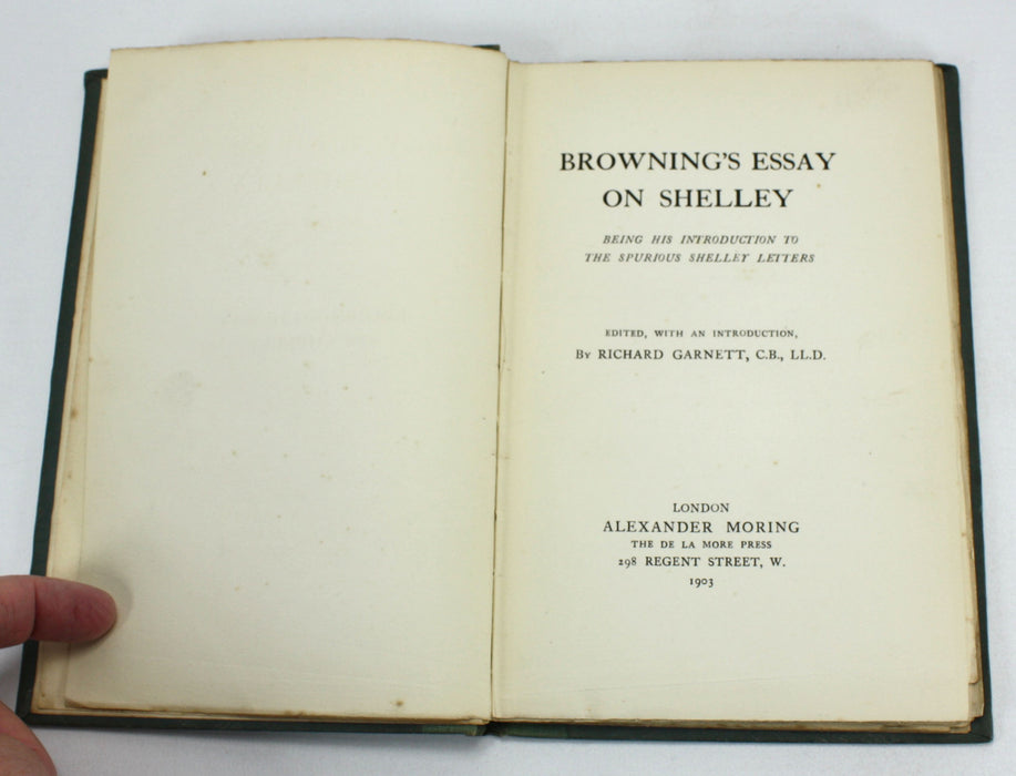 Browning's Essay on Shelley, Richard Garnett, 1903