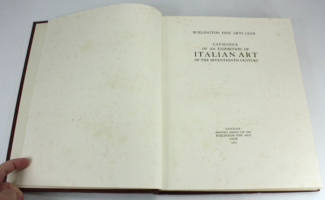 Burlington Fine Arts Club; Catalogue of Italian Art of the Seventeenth Century, 1925