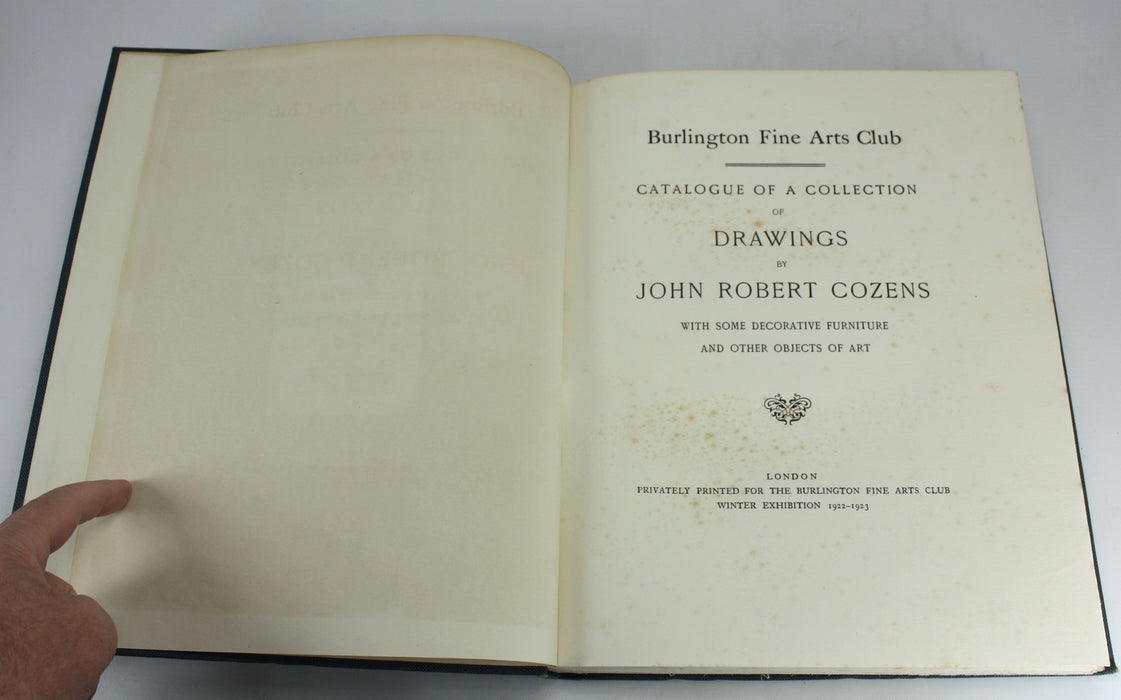 Burlington Fine Arts Club; Catalogue of a Collection of Drawings by John Robert Cozens, 1923