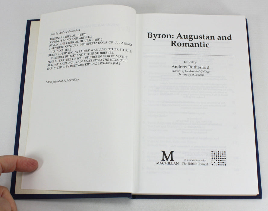 Byron; Augustan and Romantic, Andrew Rutherford, 1990, signed by contributor William St Clair