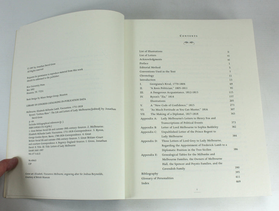 Byron's "Corbeau Blanc", The Life and Letters of Lady Melborne, Jonathan David Gross, Presentation copy to William St Clair