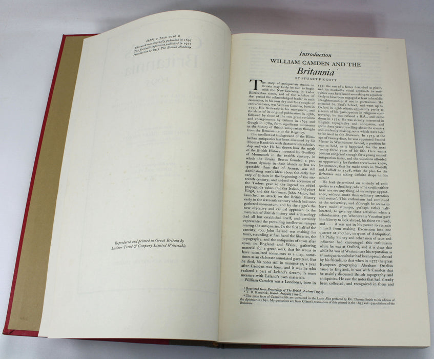 Camden's Britannia 1695; A Facsimile of the 1695 Edition Published by Edmund Gibson, 1971