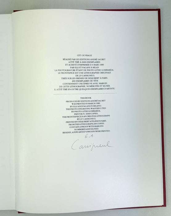 Cassigneul; Lithographe et Graveur 1965-1978. Preface by Roger Passeron & Jean Francois Josselin, Editions Andrew Sauret, Monte Carlo 1989