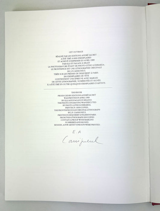 Cassigneul; Lithographe et Graveur 1965-1978. Preface by Roger Passeron & Jean Francois Josselin, Editions Andrew Sauret, Monte Carlo 1989