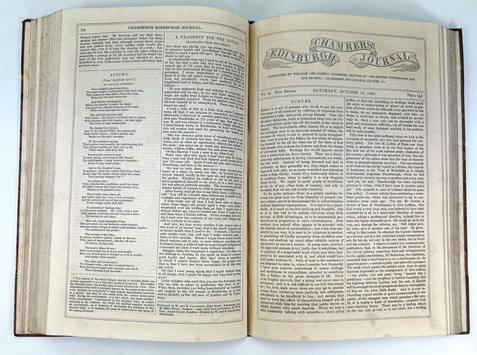 Chambers's Edinburgh Journal, William and Robert Chambers, Volume II, Nos. 27-52. July-December, 1844