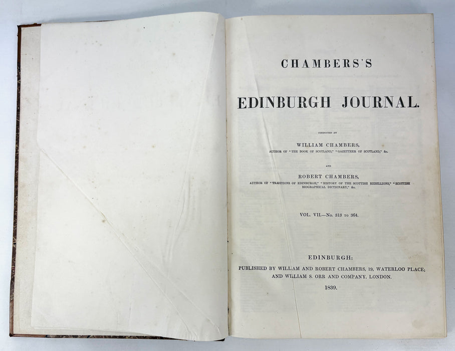 Chambers's Edinburgh Journal, William and Robert Chambers, 4 Volumes; VII, VIII, IX, and XI , Nos. 313-572. 1839-1943