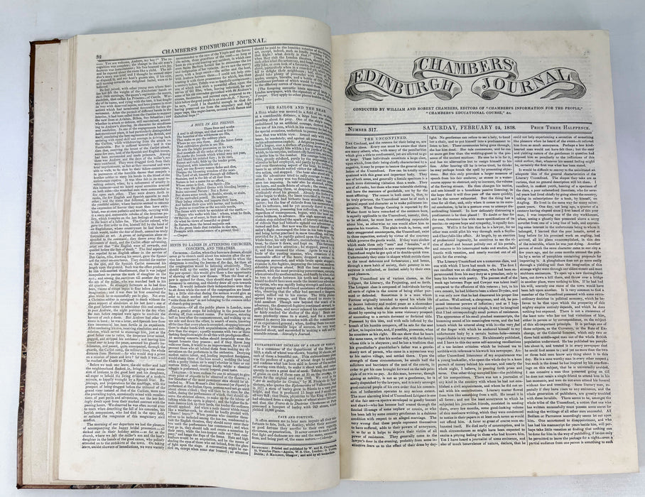 Chambers's Edinburgh Journal, William and Robert Chambers, 4 Volumes; VII, VIII, IX, and XI , Nos. 313-572. 1839-1943