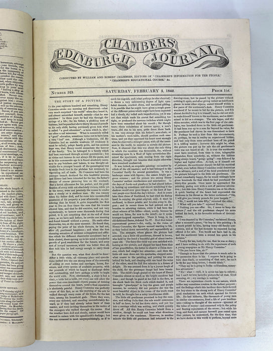 Chambers's Edinburgh Journal, William and Robert Chambers, 4 Volumes; VII, VIII, IX, and XI , Nos. 313-572. 1839-1943