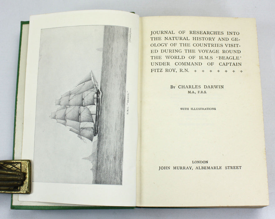 Charles Darwin; Journal of Researches Into the Natural History and Geology of the Countries Visited During the Voyage Round the World of H.M.S. 'Beagle' Under Command of Captain Fitz Roy, R.N., John Murray, 1928