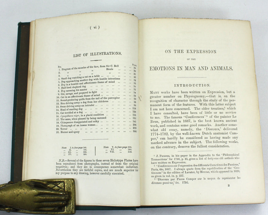 Charles Darwin; The Expression of the Emotions in Man and Animals, John Murray, 1873, Tenth Thousand