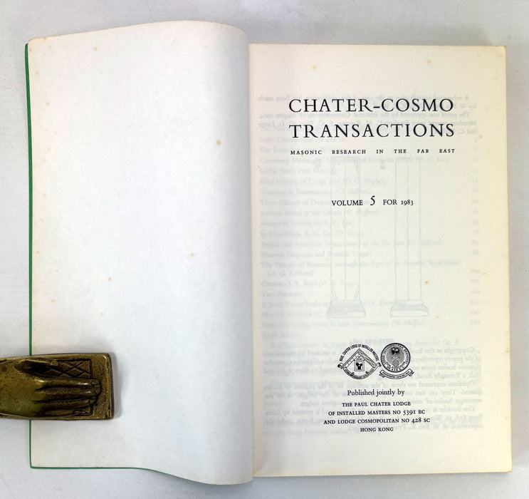 China and Hong Kong Freemasonry; Chater-Cosmo Transactions; Masonic Records of the Far East 1982-1991 & Pamphlets