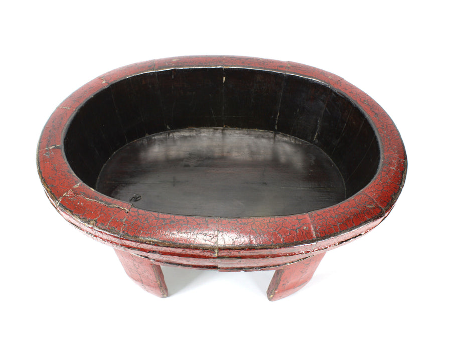 Chinese 19th Century Lacquered wooden Wash Bowl / Planter / Standing Bowl, 57.5cm long