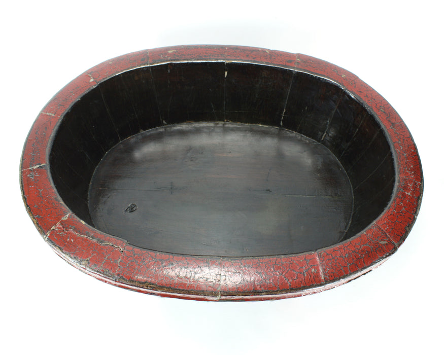 Chinese 19th Century Lacquered wooden Wash Bowl / Planter / Standing Bowl, 57.5cm long