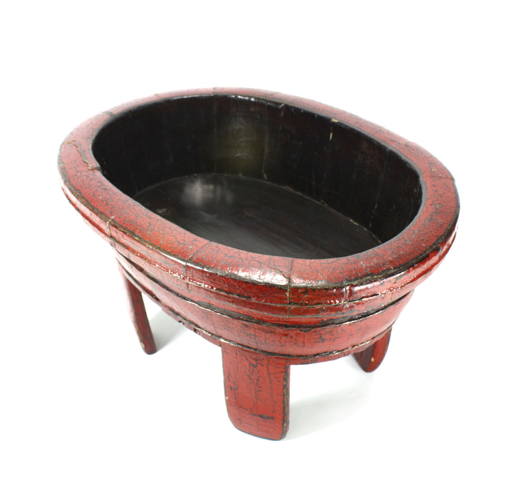 Chinese 19th Century Lacquered wooden Wash Bowl / Planter / Standing Bowl, 57.5cm long