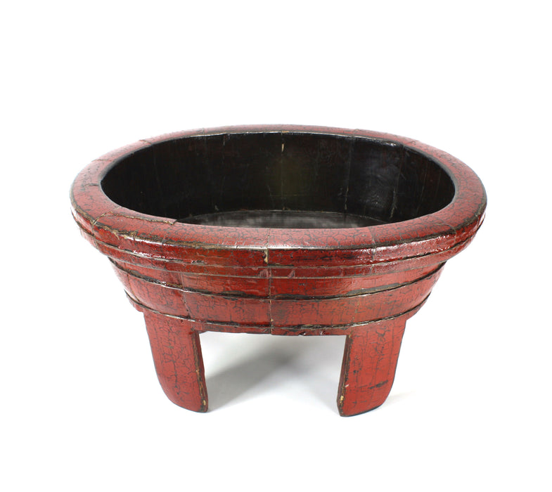 Chinese 19th Century Lacquered wooden Wash Bowl / Planter / Standing Bowl, 57.5cm long