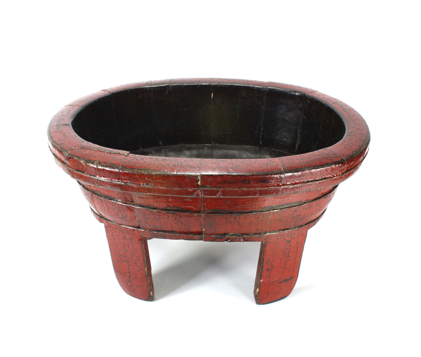 Chinese 19th Century Lacquered wooden Wash Bowl / Planter / Standing Bowl, 57.5cm long