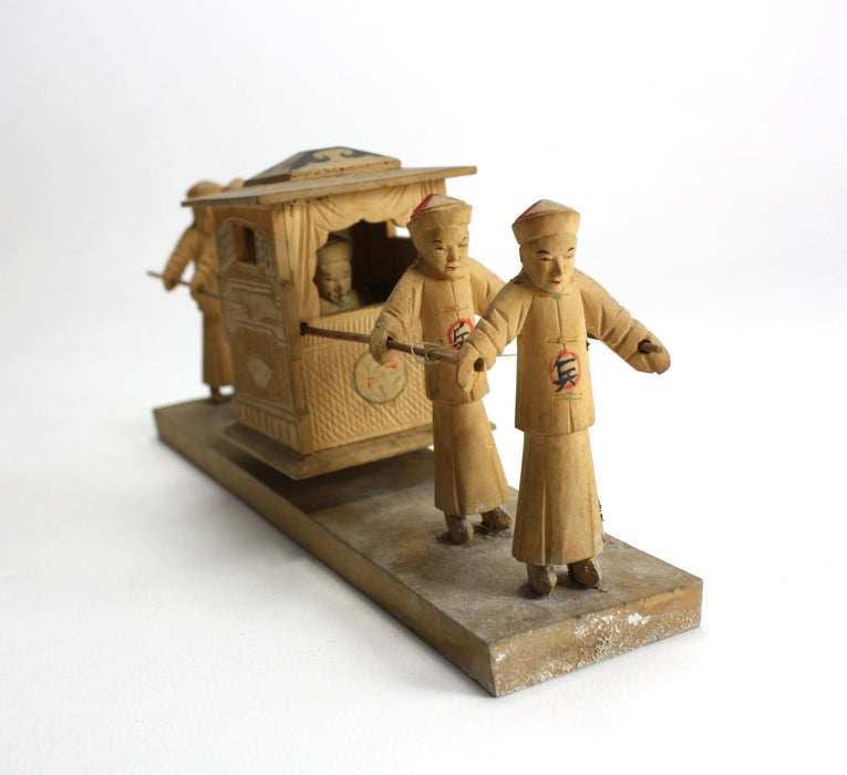 A Collection of Vintage Carved Chinese figures in wood. Intricately carved and finely detailed.