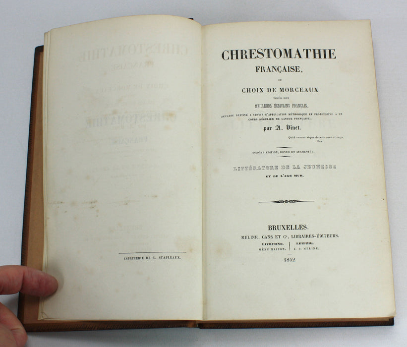 Chrestomathie Francaise, ou Choix de Morceaux, A. Vinet, 1852