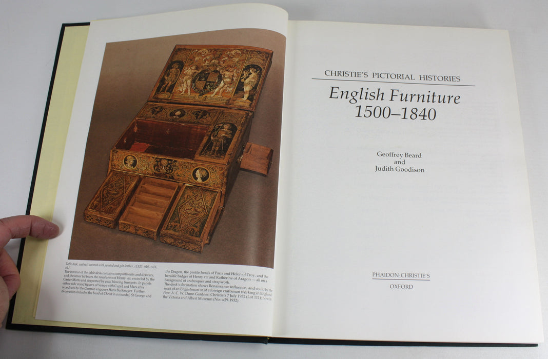 Christie's Pictorial Histories; English Furniture 1500-1840, by Geoffrey Beard & Judith Goodison.