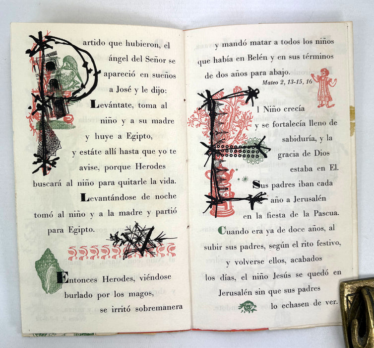 Christmas Greetings 'Plaqueta' booklet issued by R. Giralt Miracle, Instituto de Arte Gráfico, Spain, 1957