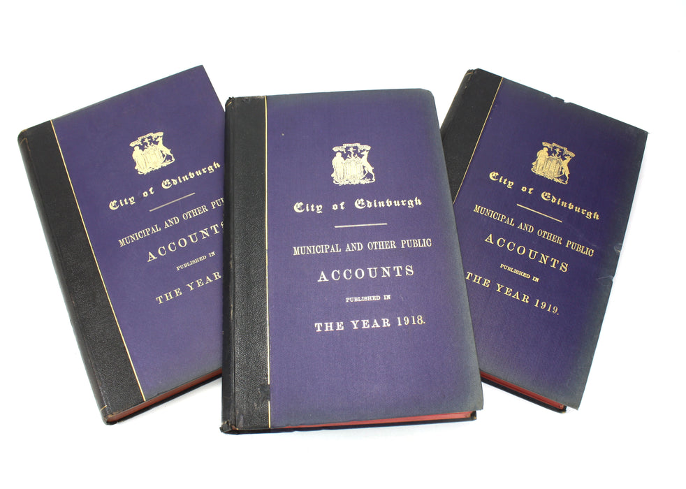 City of Edinburgh; Municipal and Other Public Accounts Published in the Years 1912-1932. 9 Volume Set.