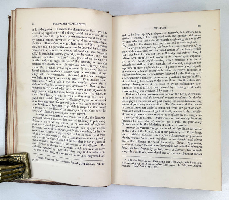 Clinical Lectures on Pulmonary Consumption, Felix Von Niemeyer, translated from C. Baeumler, 1870