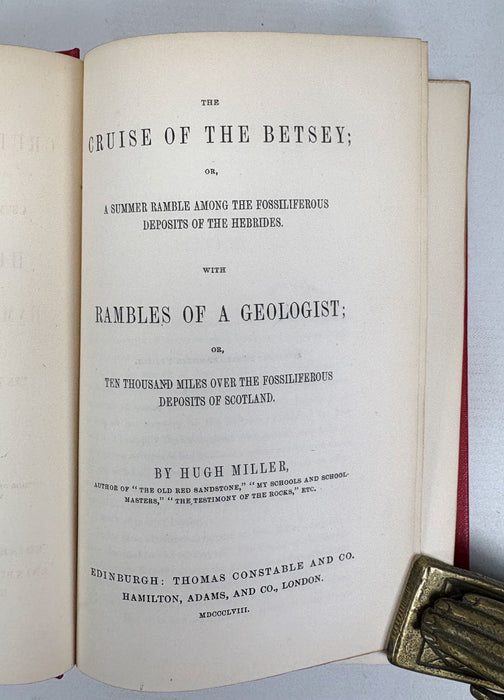 Collected Works of Hugh Miller, 5 uniform volumes, Thomas Constable, Edinburgh, 1857-1858