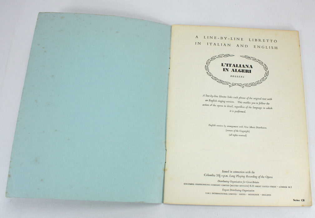 Collection of 3 Columbia Italian, French & English Librettos, Verdi, Rossini, Bizet, 1950s