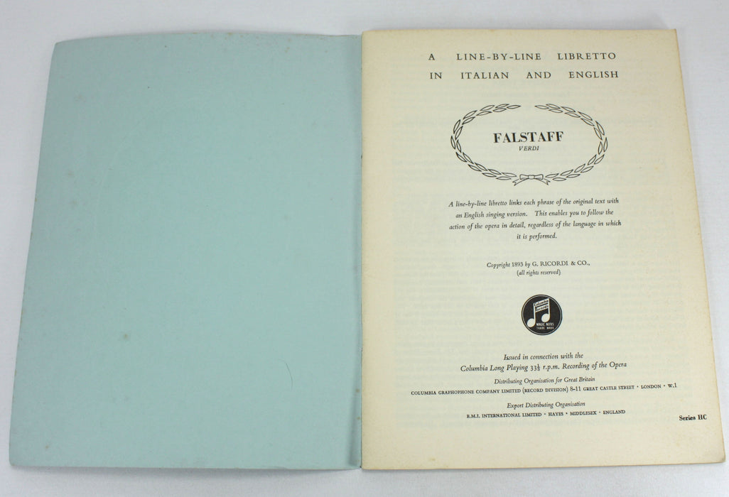 Collection of 3 Columbia Italian, French & English Librettos, Verdi, Rossini, Bizet, 1950s