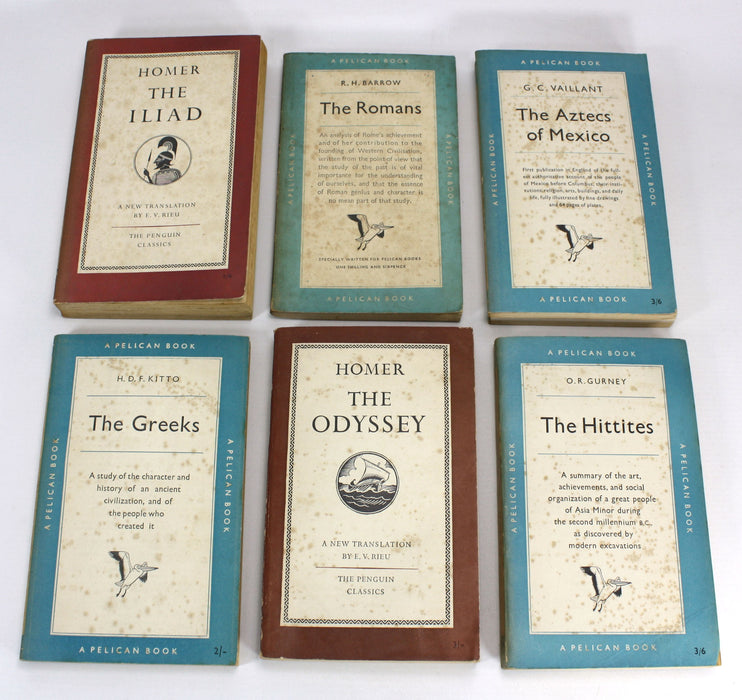 Collection of Vintage Penguin and Pelican Paperbacks, 1949-1955: Greeks, Romans, Hittites and Aztecs