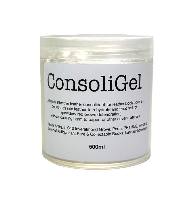 ConsoliGel leather consolidant for book bindings and other leather items, 500ml