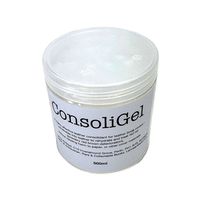 ConsoliGel leather consolidant for book bindings and other leather items, 500ml