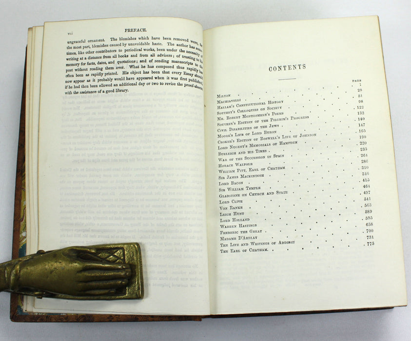 Critical and Historical Essays Contributed to 'The Edinburgh Review' by Lord Macaulay, 1883, Riviere binding.