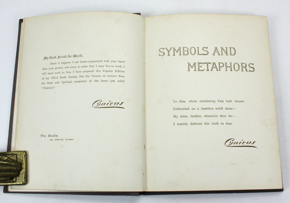Cynicus (Martin Anderson); Symbols and Metaphors, 1892, hardback