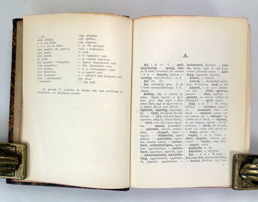 Dansk-Norsk Och Svensk; Ordbok af A.F. Dalin. Andra Upplagan, Granskad och Redigerad af J.R. Spilhammar. J. Beckmans Forlag, Stockholm, 1895