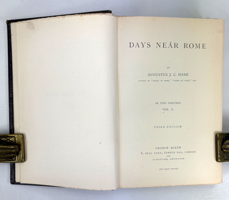 Days Near Rome, Augustus J.C. Hare, in Two Volumes, 1884