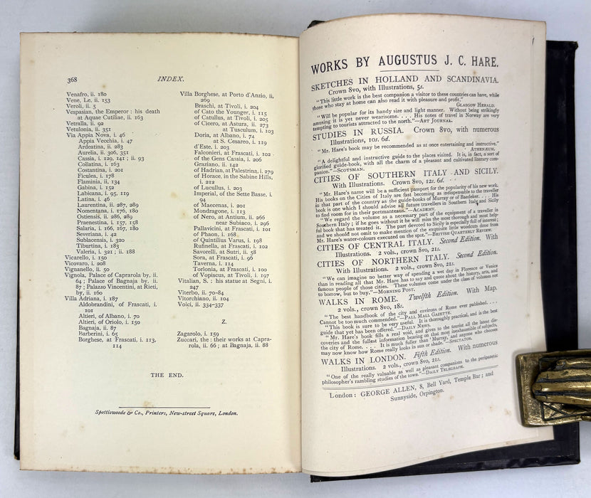 Days Near Rome, Augustus J.C. Hare, in Two Volumes, 1884